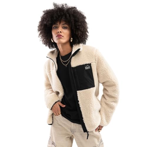 SIROKO - Sherpa Fleecejacke für Damen Levi-W - XXL - Beige/Schwarz von SIROKO