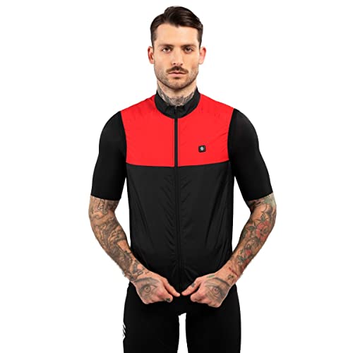 SIROKO V1 Windjacke für Radsport, schwarz/Feuerrot, XL von SIROKO