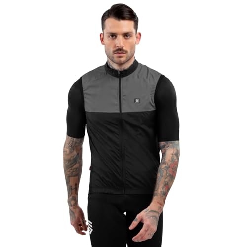 SIROKO - Winddichte Fahrradweste V1 Pikes Peak - XS - Schwarz/Grau von SIROKO