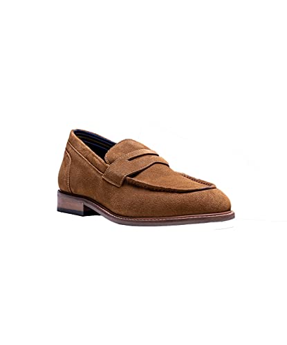 Festliche Casual Slip On Loafer Schuhe für Herren aus Wildleder in Tan Braun, Größe 46 von SIRRI