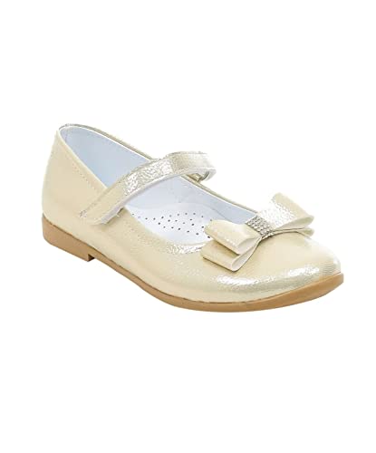 Festliche Flache Blumenmädchen Mary Janes Schuhe in Gold, Größe 34 von SIRRI
