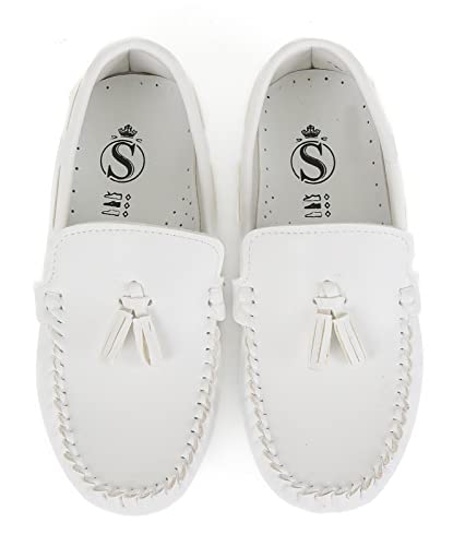 SIRRI Jungen-Slipper aus Kunstleder mit Quasten – Klassische Flache Mokassin-Schuhe für Hochzeit, Kommunion und Freizeitkleidung Größe 31 von SIRRI