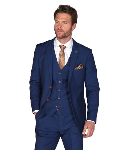 Festliche Herren Business Anzug Slim Fit 3 Teiliges Set in Königsblau, Brust 48R Taille 32R von SIRRI