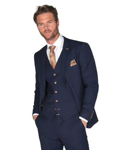 Festliche Herren Business Anzug Slim Fit 3 Teiliges Set in Marineblau, Brust 62R Taille 46R von SIRRI