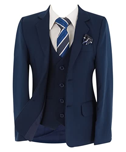 Festliche Slim Fit Anzug für Jungen 6-Teiliges Set in Marineblau Alter 10 Jahre von SIRRI