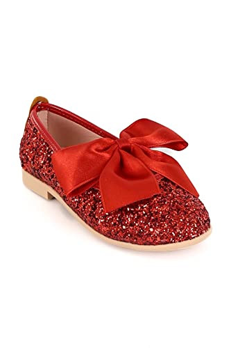 Glitzer Pailletten Mary Jane Flache Schuhe für Mädchen in Rot, Größe 30 von SIRRI