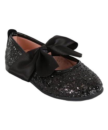 Glitzer Pailletten Mary Jane Flache Schuhe für Mädchen in Schwarz, Größe 22 von SIRRI