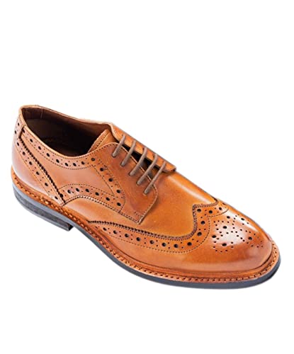 Herren Brogue Lederkleid Tan Brown Schuhe Wingtip Schnürschuhe für formelle Hochzeiten, Größe 45 von SIRRI