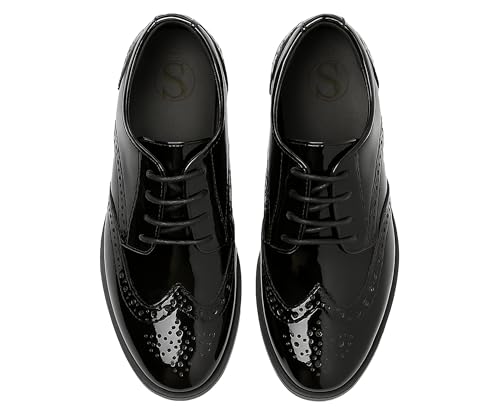 Jungen Kunstleder Lack Brogue Abendschuhe Schnürschuhe formelle Hochzeit Pagenkopf Schuhe Größe 23 von SIRRI