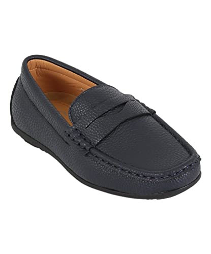 Klassische Casual Slip On Loafer Flache Schuhe aus Kunstleder für Jungen in Marineblau, Größe 24 von SIRRI