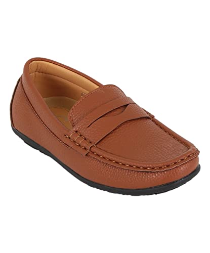 Klassische Casual Slip On Loafer Flache Schuhe aus Kunstleder für Jungen in Tan Braun, Größe 27 von SIRRI