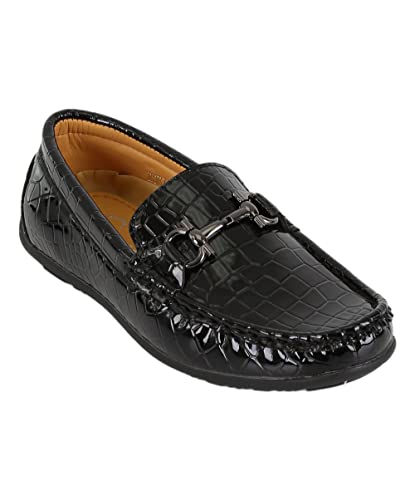 Klassische Elegante Slip On Loafer Schuhe für Jungen Mokassin in Schwarz, Größe 36 von SIRRI