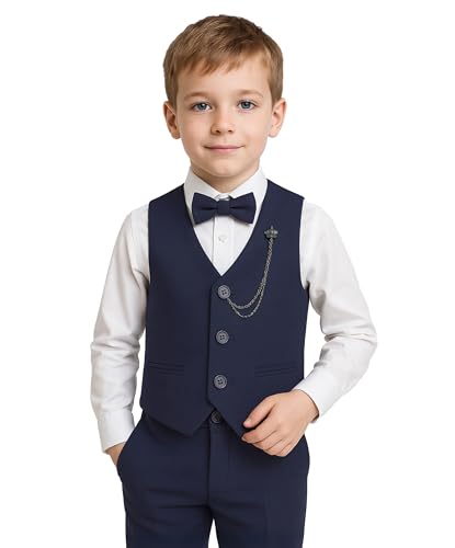 4-teiliges Anzugset mit strukturierter Weste im Slim Fit für Jungen, formelles Outfit für Hochzeiten, Partys und besondere Anlässe, Alter 4 Jahre von SIRRI
