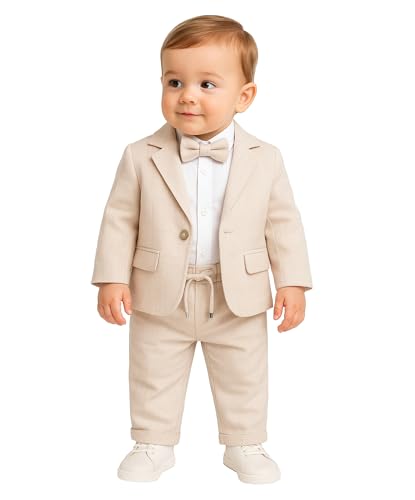 SIRRI Baby Jungen Strukturierter Slim Fit Anzug 4-teiliges Ringträger-Set 18 Monate von SIRRI