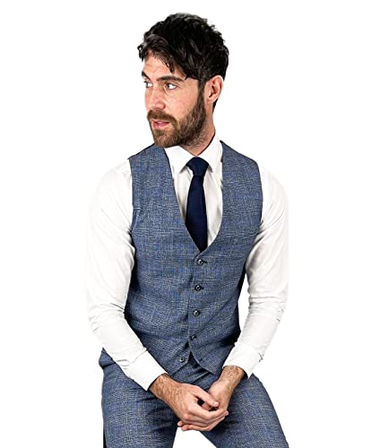 SIRRI Business Slim Fit Weste mit Karomuster für Herren in Blau, Set Separat erhältlich, Größe 48R von SIRRI