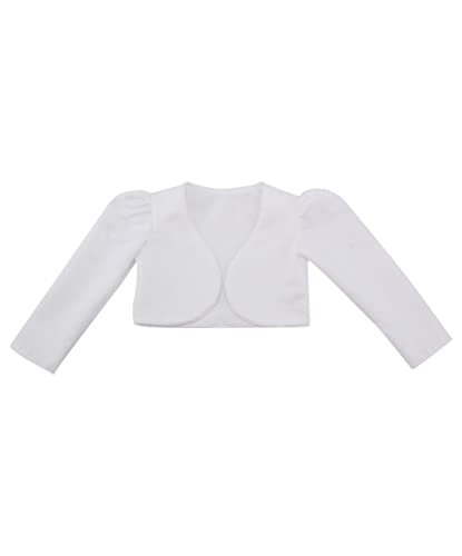 SIRRI Festliche Bolero Jacke für Baby Mädchen mit Langarm in Weiß, Alter 6-12 Monate von SIRRI