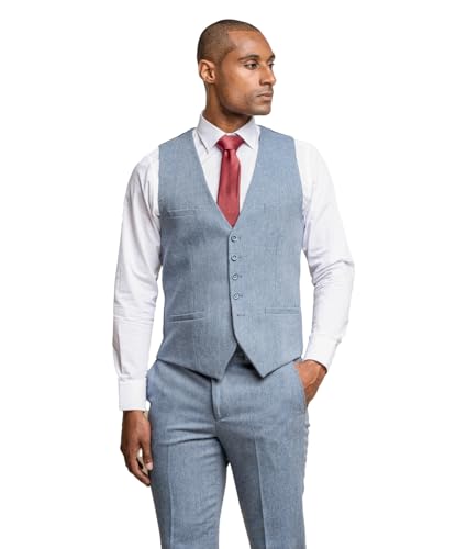 SIRRI Festliche Slim Fit Weste aus Tweed für Herren in Hellblau, Separat erhältlich, Brust 60 von SIRRI