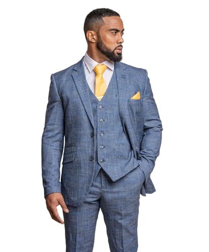 SIRRI Herren-Anzug aus Tweed mit Fensterkaromuster, schmale Passform, Hochzeit, 3-teiliges Set Brust 58R-Taille 42R von SIRRI