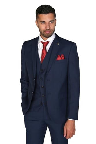 SIRRI Herren Festlich Tailored Fit Marineblaue Anzughose Größe 28R von SIRRI