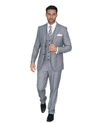 SIRRI Herren Slim Fit Anzugjacke Weste Hose, Hellgrau, Hochzeit Business Festliches Set Separat erhältlich Taille 30R von SIRRI