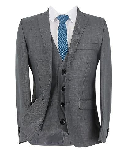 SIRRI Jungen 5-teiliges Hochzeits-, Ringträger-, Abschlussball Grau Anzug-Set - Elegante formelle Kleidung für besondere Anlässe, Größe 12 Jahre von SIRRI