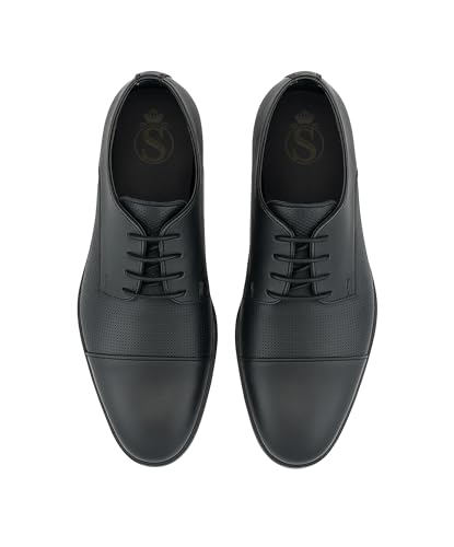 SIRRI Jungen Gepunktete Derby-Schuhe in Mattschwarz mit Schnürung, formelle Hochzeits- und Ballschuhe Größe 38 von SIRRI
