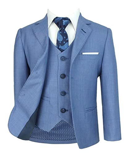 SIRRI Jungen Pagenanzug Slim Fit Hochzeitsanzug 3-teiliges Set, Himmelblau, Alter 13 Jahre von SIRRI