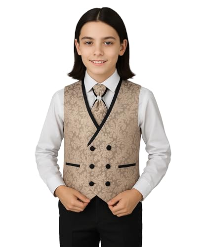 SIRRI Jungen Paisley Jacquard Zweireihige Weste Krawatte 2-teiliges Set, Alter 4 Jahre EU von SIRRI