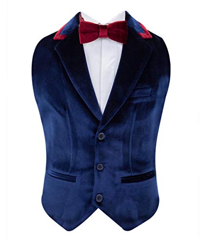 SIRRI Jungen Tailored Fit Formal Party Hochzeit Samt Weste, marineblau, 12 Jahre von SIRRI