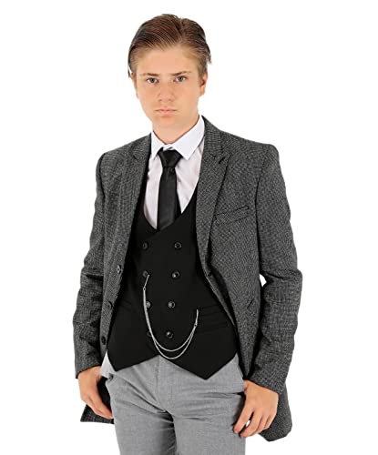 SIRRI Jungen Wollmantel Karo Tweed Slim Fit Mantel Mittellang Jacke Alter 11 Jahre von SIRRI