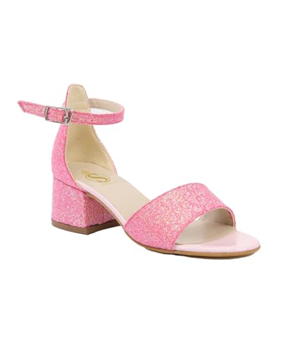 SIRRI Mädchen-Schuhe mit Knöchelriemen, Blockabsatz-Sandalen mit Glitzer für besondere Anlässe Größe 28 von SIRRI