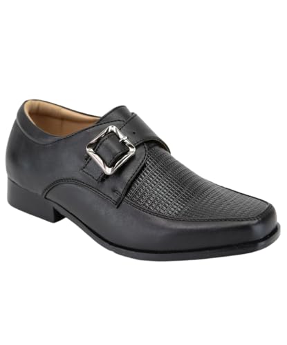 SIRRI Monk-Schuhe aus Strukturiertem Leder für Jungen mit Schnalle – stilvolles und bequemes Schuhwerk Größe 37 von SIRRI