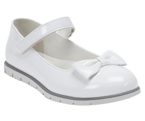 Weiße Lackschuhe im Mary-Jane-Stil für Blumenmädchen, Flache Schuhe zur Kommunion und zu besonderen Anlässen Größe 33 von SIRRI