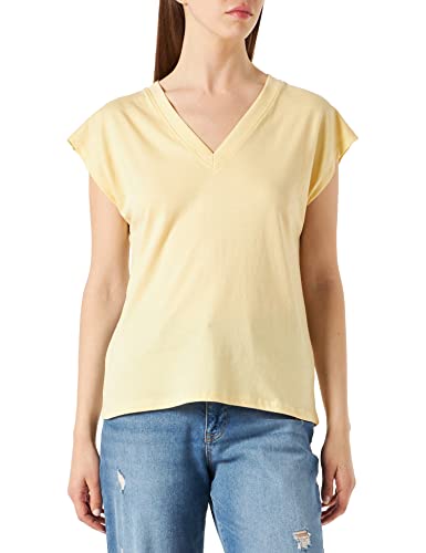 SIRUP COPENHAGEN Women's v-Neck T-Shirt 100% Organic Cotton, Yellow Undershirt, Italian Straw AOP, L von SIRUP COPENHAGEN