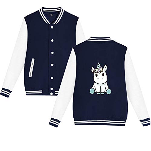 Einhorn Jacke Baseball Damen Cardigan College Herren Unicorn Mantel Herbst Winter Langarmshirt Sweatjacke Old School Strickjacke Bomberjacke Fliegerjacke Retro Blazer Biker Streetwear Baseballjacke von SISAY