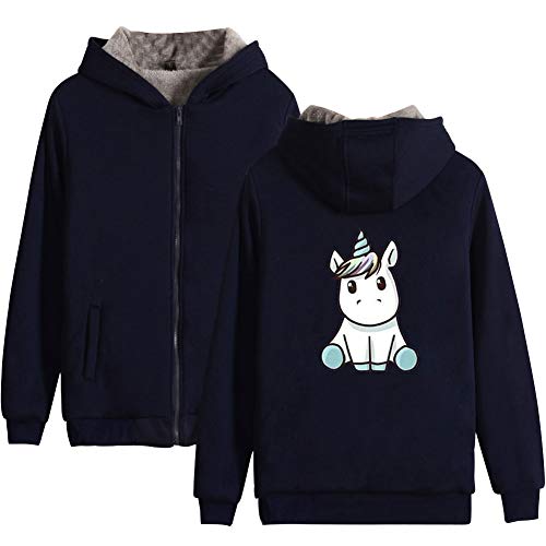 Einhorn Jacke mit Reißverschluss Kapuze Unisex Kapuzenpullover Sweatjacke Mantel Herbst Winter Unicorn Hoodie Cardigan Langarmshirt Fleecejacken Strickjacke Blazer Plüschjacke Winterjacke Streetwear von SISAY