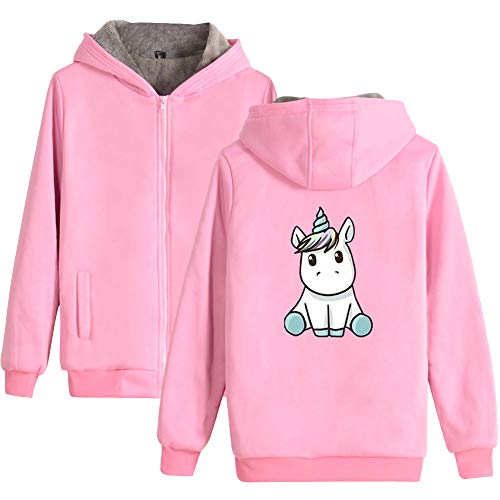 Einhorn Jacke mit Reißverschluss Kapuze Unisex Kapuzenpullover Sweatjacke Mantel Herbst Winter Unicorn Hoodie Cardigan Langarmshirt Fleecejacken Strickjacke Blazer Plüschjacke Winterjacke Streetwear von SISAY