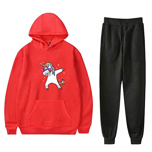 Einhorn Trainingsanzug 2 Teilig Damen Unicorn Kostüme Fitness Mädchen Sweatsuit Tracksuit Sportwear Activewear Laufanzug Winter Streetwear Hip Hop Sportanzug Zweiteiler Kapuzen Hoodie und Hose Set von SISAY