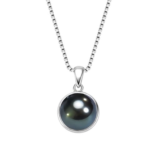 SISGEM Damen Perle kette Runde Schwarze Süßwasser Perle Sterling Silber kette Damen A+ Perlen Schmuck Abendparty Elegantes Versprechen Mädchen Geschenk von SISGEM