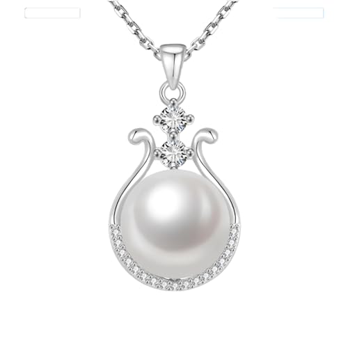 SISGEM Damen kette Perlen Sterling Silber Haslkette Weiße Perle Moissanit Damen Verschönerung Mädchen Valentinstag Schmuck Geschenk Frau von SISGEM