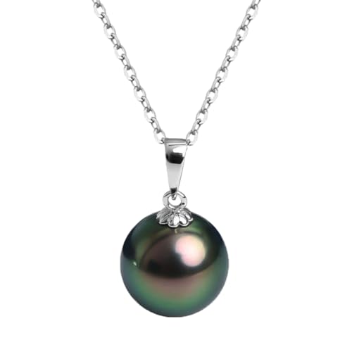 SISGEM Damen kette Runde Schwarze Süßwasser Perle Sterling Silber Haslkette Perle kette Damen A+ Schmuck Abendparty Elegantes Versprechen Mädchen Geschenk von SISGEM