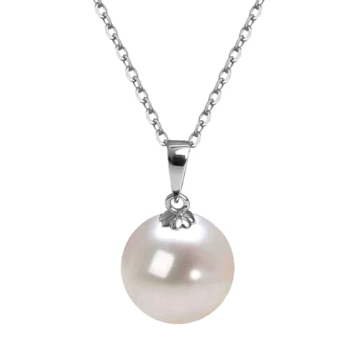 SISGEM Damen kette Runde Weiße Süßwasser Perle Sterling Silber Haslkette Perle kette Damen A+ Schmuck Abendparty Elegantes Versprechen Mädchen Geschenk von SISGEM