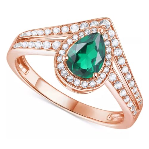 SISGEM Silber Smaragd Damen Ring Rosévergoldet Birnenförmige Smaragd und Diamant Ring Für Damen Handwerk Vintage Schmuck Braut Verlobung Versprechen Geschenk von SISGEM
