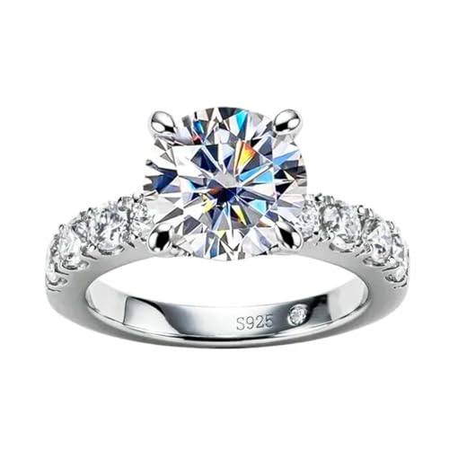 SISGEM Sterling Silber Moissanit Damen Ring, Runder Weißer Moissanit Ehering für Damen, SI2 Handgefertigter Vintage-Schmuck, Braut-Verlobungsversprechen, Valentinstag-Geburtstags Geschenk SISGEM Sterling Silber Moissanit Damen Ring, Runder Weißer Moissanit Ehering für Damen, SI2 Handgefertigter Vintage-Schmuck, Braut-Verlobungsversprechen, Valentinstag-Geburtstags Geschenk von SISGEM
