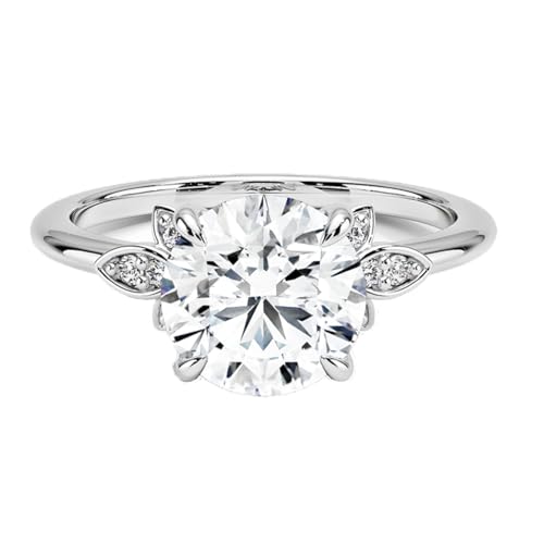 SISGEM Sterling Silber Moissanit Damenring 2 Karat D VVS1 Rund Moissanit Damen Braut Hochzeit Verlobung Engagement Handgefertigter Schmuck Geburtstags Geschenk Valentinstag von SISGEM