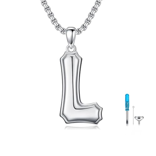 SISGEM Urnen-Halskette aus echtem Sterlingsilber für Herren, S925er-Sterlingsilber, Buchstabe A-Z, Halsketten für Männer, Ehemann, Ihn (Stil 12) von SISGEM