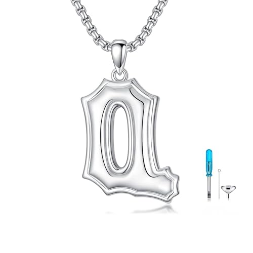 SISGEM Urnen-Halskette aus echtem Sterlingsilber für Herren, S925er-Sterlingsilber, Buchstabe A-Z, Halsketten für Männer, Ehemann, Ihn (Stil 17) von SISGEM