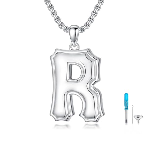 SISGEM Urnen-Halskette aus echtem Sterlingsilber für Herren, S925er-Sterlingsilber, Buchstabe A-Z, Halsketten für Männer, Ehemann, Ihn (Stil 18) von SISGEM