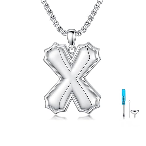SISGEM Urnen-Halskette aus echtem Sterlingsilber für Herren, S925er-Sterlingsilber, Buchstabe A-Z, Halsketten für Männer, Ehemann, Ihn (Stil 24) von SISGEM