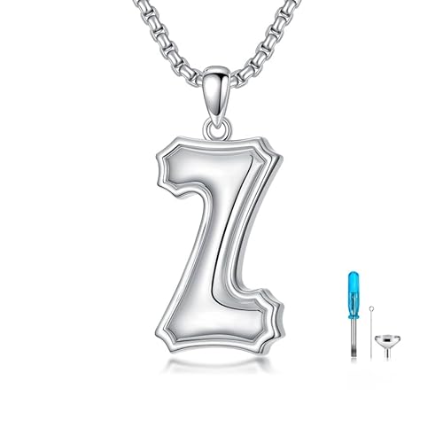 SISGEM Urnen-Halskette aus echtem Sterlingsilber für Herren, S925er-Sterlingsilber, Buchstabe A-Z, Halsketten für Männer, Ehemann, Ihn (Stil 26) von SISGEM